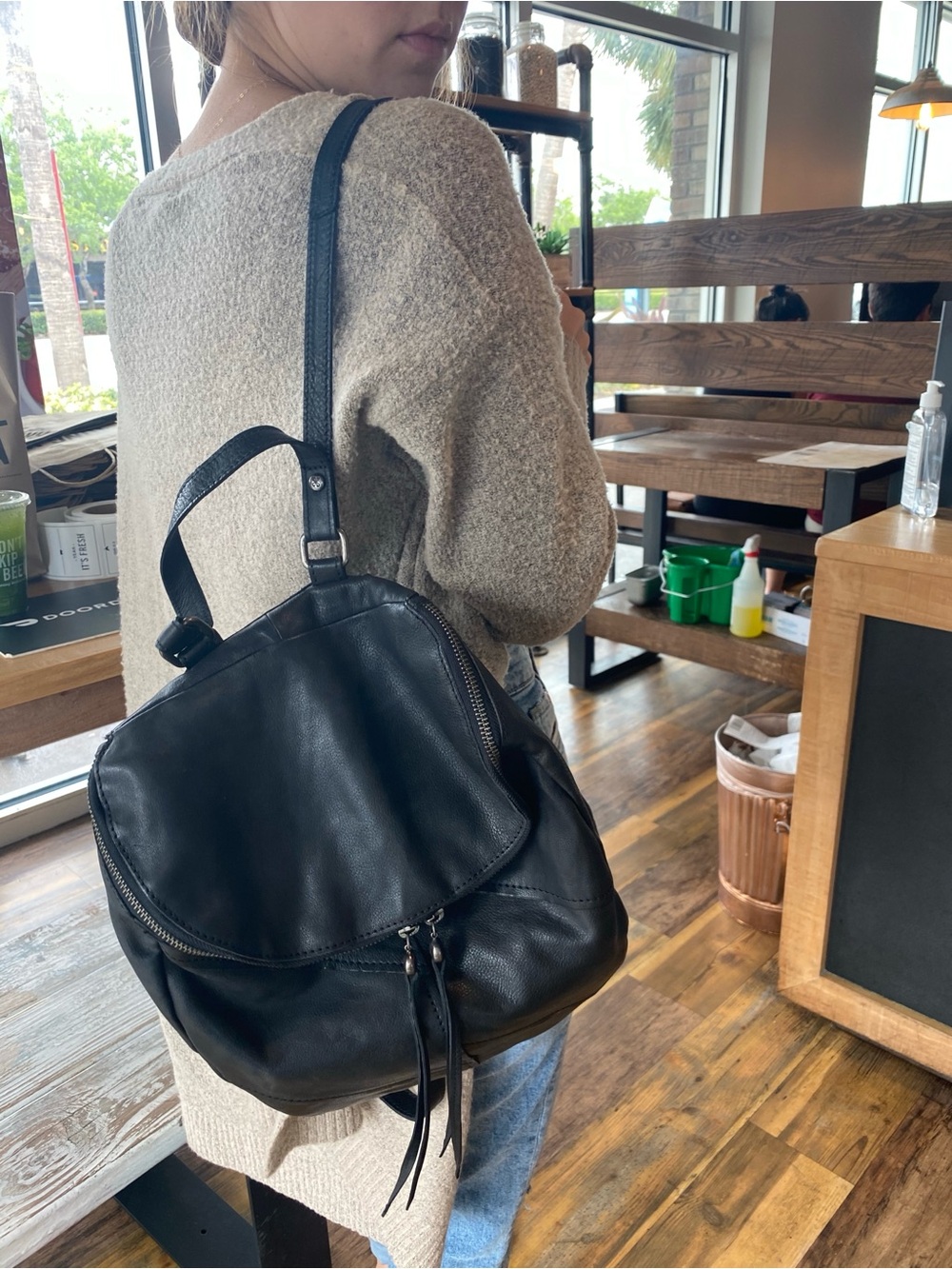 Hobo River Backpack Black Leather - Picture 2 of 3
